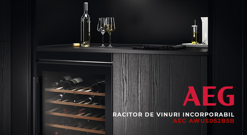 Racitor de vinuri incorporabil Cooler AEG AWUS052B5B, 52 sticle, 82cm,  Negru